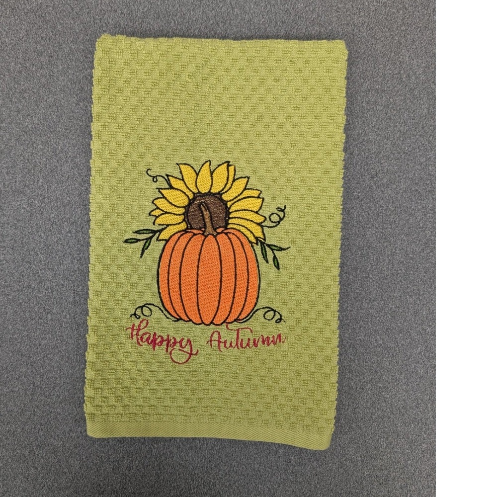 Happy Autumn Halloween Fall Thanksgiving Kitchen Bar Hand Tea Towel Great Gift!